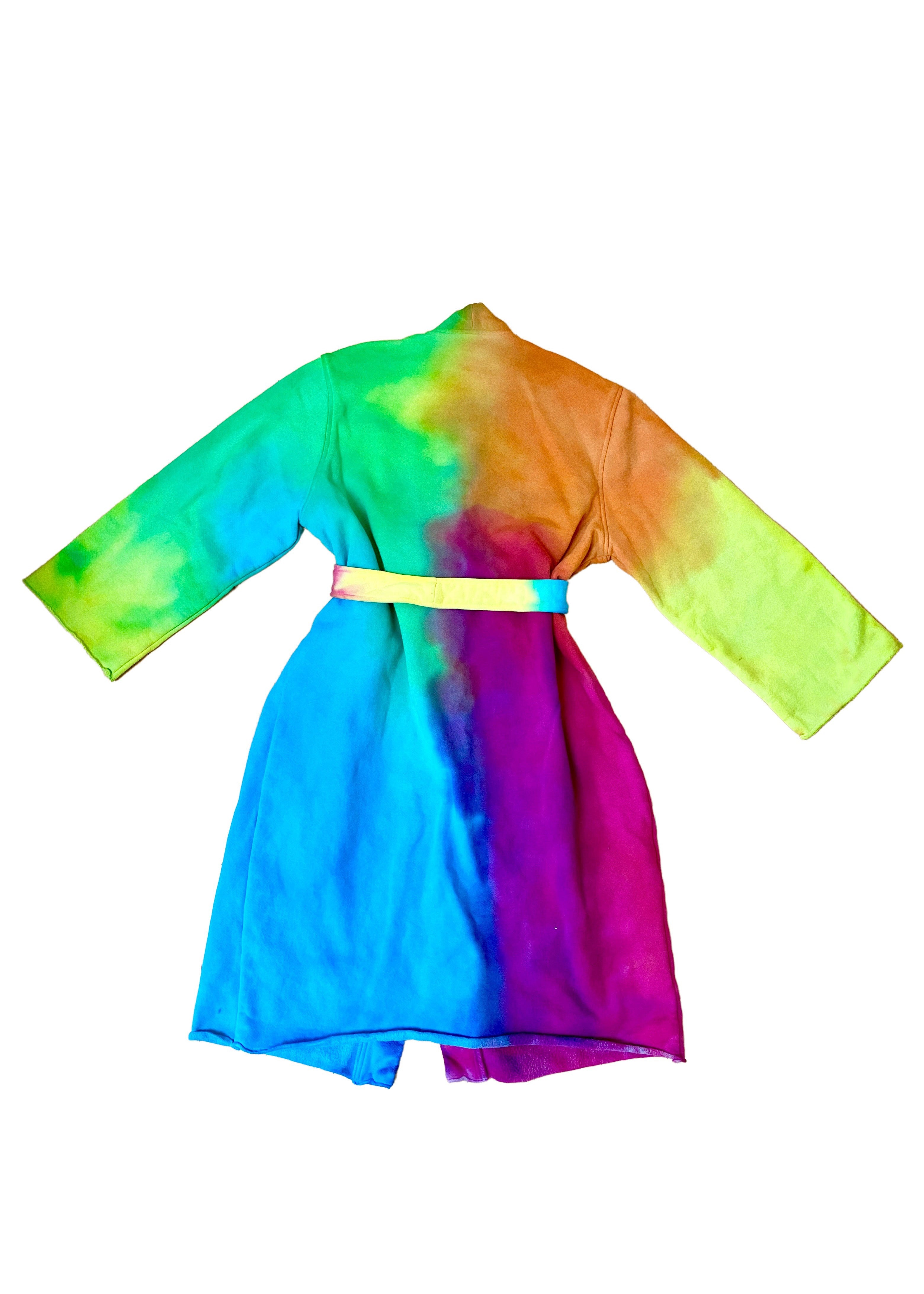 Colorful cozy fleece robe