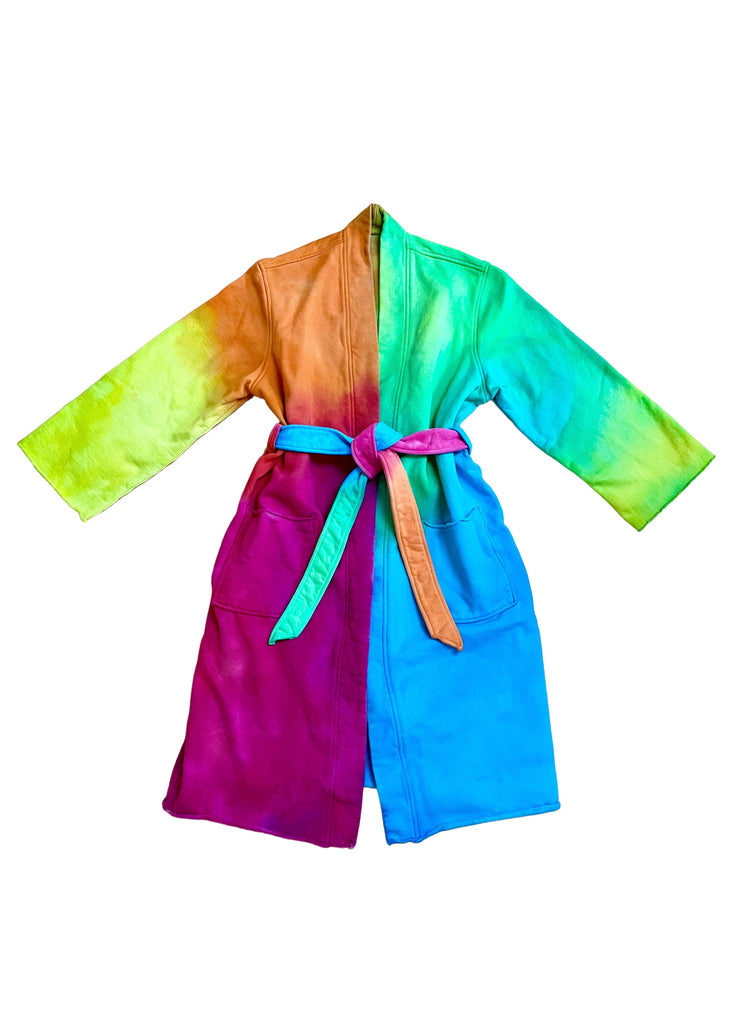 Colorful cozy fleece robe